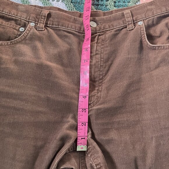 Lands' End Corduroy Pants Mens 34 Brown Straight Leg 90s Dad Y2K Fall Autumn - Picture 7 of 10